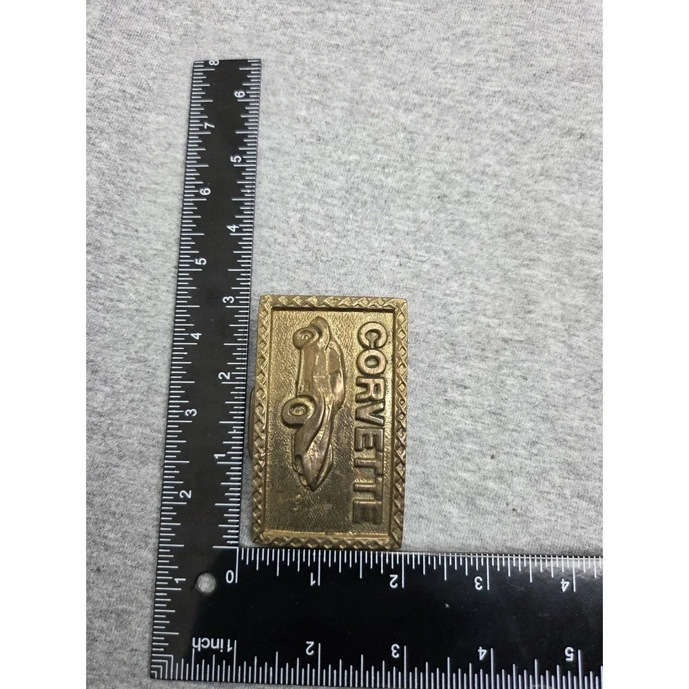 Vintage Solid Brass Chevrolet Stingray Corvette Racing Belt Buckle Automotive